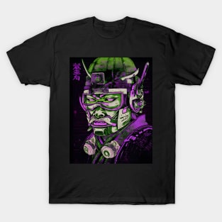 cyberpunk  samurai wear oni mask T-Shirt